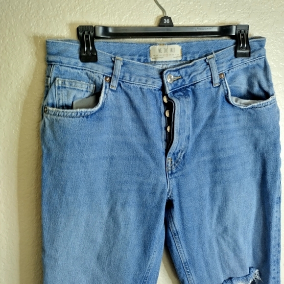 Free People We The Free Maggie Distressed Straight Leg Crop Jeans Sz 28 - Picture 3 of 11